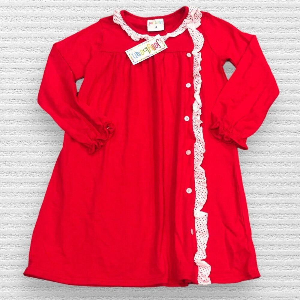 Jelly Beans 10 Red Holiday Button Dress NWT Christmas Polka Dots LS Classic
